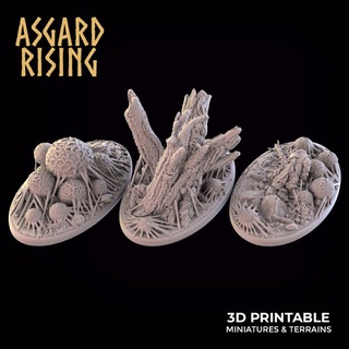 infested grounds 3 x oval bases 35x60mm - presupported asgard rising miniatures Store base cavlery 3d print model - Mito3D