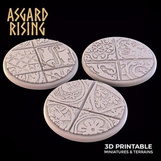 ornament 3 x round bases 40 & 50mm - presupported asgard rising miniatures Store base 50 ornamnet 3d print model - Mito3D