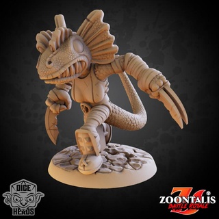 dilophosaurus rogue pre-supported included dice heads Tabletop Characters & Creatures Fantasy Universe dinosaur d&d dnd presupported dilophosaurusrogue 3d print model - Mito3D