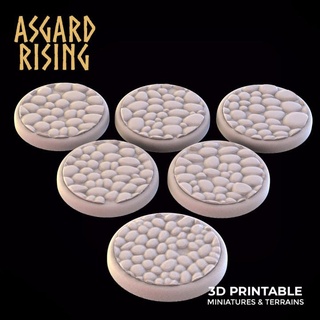 pavement 6 x round bases 25 28 30 32mm - presupported asgard rising miniatures Store base 32 3d print model - Mito3D