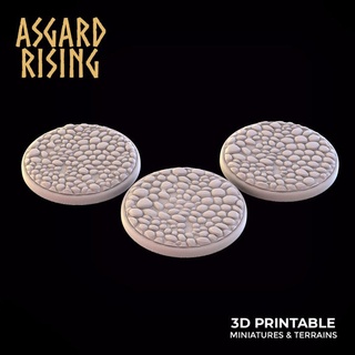 pavement 3 x round bases 40 & 50mm - presupported asgard rising miniatures Store base 50 3d print model - Mito3D