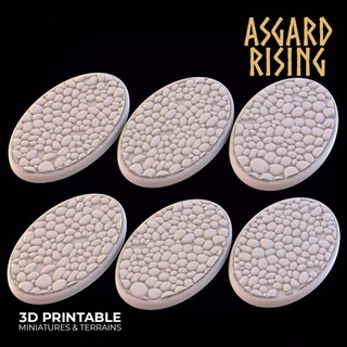 kaldırım 6 oval üsler 35x60mm önceden desteklenen Asgard yükselen minyatürler mağaza temel mağara 35x60 3d print model - Mito3D