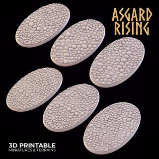 pavement 6 x oval bases 42x75mm - presupported asgard rising miniatures Store base cavlery 42x75 3d print model - Mito3D