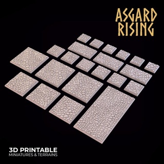pavement theme bases set presupported asgard rising miniatures Store square base rectangle 3d print model - Mito3D