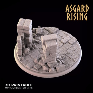 ruins round base 60mm - presupported asgard rising miniatures 60 3d print model - Mito3D