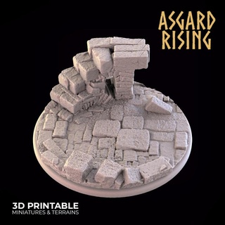 ruins round base 70mm - presupported asgard rising miniatures Store bases 70 3d print model - Mito3D