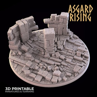 kalıntılar yuvarlak temel 90mm önceden desteklenen Asgard yükselen minyatürler mağaza 90 harabe 3d print model - Mito3D