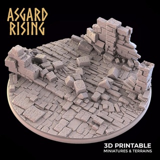 ruines rond base 100mm présupporté Asgard hausse miniatures boutique 100 pré supporté 3d print model - Mito3D