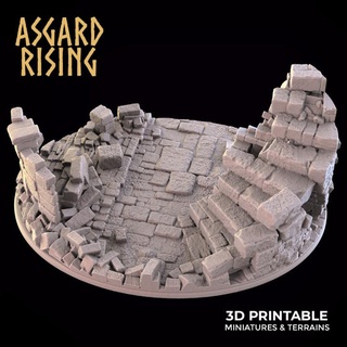 ruínas oval base 120x92mm pré suportado Asgard Aumentar miniaturas loja 3d print model - Mito3D