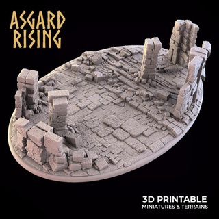 ruins oval base 170x109mm - presupported asgard rising miniatures Store big 170x109 3d print model - Mito3D