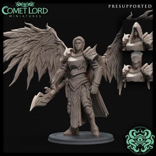 sicorra fallen aasimar paladin comet lord miniatures Tabletop Characters & Creatures Fantasy Universe fighter knight character dnd glaive dnd5e oathbreaker conquest illrigger 3d print model - Mito3D