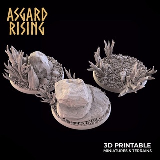 stone hill 3 x round bases 40 & 50mm - presupported asgard rising miniatures Store base 50 3d print model - Mito3D