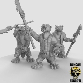 otter folk harpoons pre supported duncan shadow Tabletop Characters & Creatures Fantasy Universe Store animal fantasy dungeonsanddragons dnd tabletopgames anthropomorphic ttrpg anthro presupported humblewood burrowsandbadgers 3d print model - Mito3D