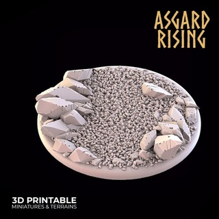 sharp rock round base 60mm presupported asgard rising miniatures Store 60 3d print model - Mito3D
