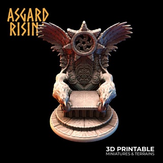 throne winds 50 mm round base terrain pre-supported asgard rising miniatures 3d printable stl chair fantasy hobby king rpg props miniature objective resin diorama magnets 50mm tabletopgames slots lychee rpggames asgardrising fantasygames 3d print model - Mito3D