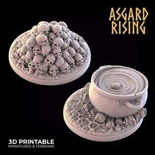 cannibals camp round base marker 40 & 50mm presupported asgard rising miniatures Store skull 50 hill 60 bases market cauldron goblins 3d print model - Mito3D