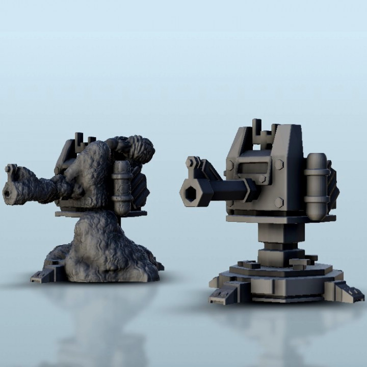 patlayıcı top Küçük kule + yerlebir edilmiş versiyon Bilim kurgu sf savaşlar lejyon savaş orduları Grimdark yüzleşme hartolia minyatürler fdm fütüristik tabanca arazi reçine bilimkurgu manzara sahneler 3D print model - Mito3D