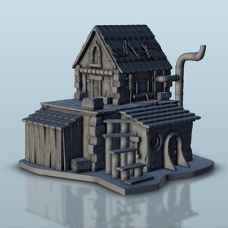 medieval house 2 - scenery terrain wargame hartolia miniatures Store Tabletop 3D Printable Terrain Fantasy printable accessories architecture bolt building dark game games printing figures age fantastic flames middle sigmar 3d print model - Mito3D
