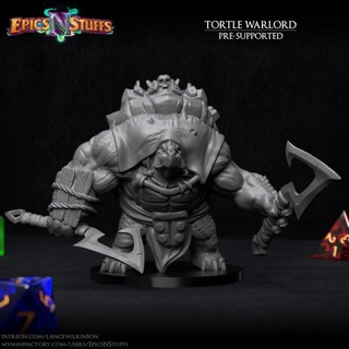 tortle warlord miniature - pre-supported epics n stuffs Store dragons dungeons fantasy fighter player rpg turtle warrior character boardgame tabletop dnd pathfinder ttrpg 5e supported epicsnstuffs 3d print model - Mito3D