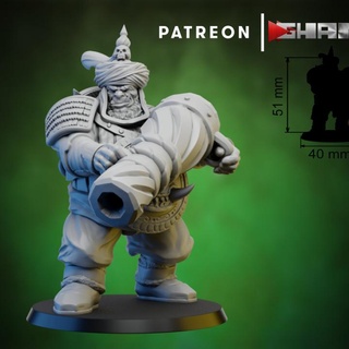ogre 2 persian cannon 4 support ready ghamak Tabletop Characters & Creatures Fantasy Universe Store dragons dungeons fantasy warhammer miniature wargame dnd 9th wh aos gammer 3d print model - Mito3D