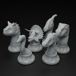 cute dinosaur chess pieces set dino dog  Board Games Chess Sets Store print printable board cartoon chess creature cute dino dinosaur figurine game king sculpture statue strategy miniature stylized minis rex pieces  3d print model - Mito3D