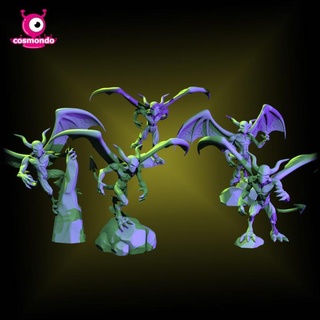 nightgaunts - 5 standing & 3 flying monsters call cthulhu rpg cosmondo Tabletop Characters Creatures Fantasy Universe horror boardgames lovecraft mom thecallofcthulhu arkhamhorror monstre investigators nightgaunt 3d print model - Mito3D