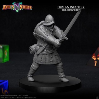human infantry 3e miniature - pre-supported epics n stuffs Store dragons dungeons fighter medieval rpg shield sword warrior boardgame tabletop dnd pathfinder ttrpg 5e supported 3d print model - Mito3D