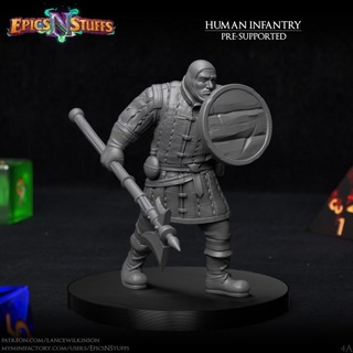 human infantry 4a miniature - pre-supported epics n stuffs Store dragons dungeons fighter medieval rpg shield sword warrior boardgame tabletop dnd pathfinder ttrpg 5e supported 3d print model - Mito3D