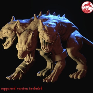 hell-hound miniature 2 inch 50 mm base 125 32 height 2moronic miniatures Tabletop Characters & Creatures Fantasy Universe Store board dragons dungeons fantasy game hell hound mini rpg fire tabletop d&d pathfinder 5e pre-supported kerber 3d print model - Mito3D