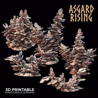 hazel bush set presupported asgard rising miniatures shrub terrains roadside roadsideshrub 3d print model - Mito3D