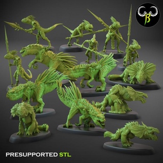 hunting pack claybeastcreation Tabletop Characters & Creatures Fantasy Universe Store dinosaur fantasy lizard reptile tabletop wargame 3d print model - Mito3D