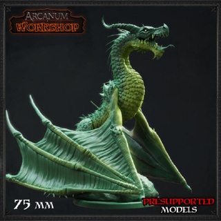 green wyvern arcanum workshop Tabletop Characters & Creatures Fantasy Universe Store dragon monster tabletop 3d print model - Mito3D