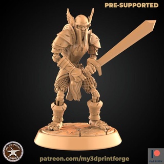 undead warrior 2-hand sword my3dprintforge Tabletop Characters & Creatures Fantasy Universe Store model skeleton zombie miniature evil warcraft dnd armored forsaken pre-supported scourge 3d print model - Mito3D