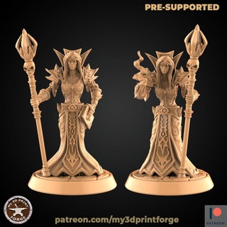 undead female mage - two models my3dprintforge Tabletop Characters & Creatures Fantasy Universe Store fantasy wizard magic miniature evil dead warcraft casting dnd sorceress corpse forsaken summoner 3d print model - Mito3D
