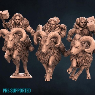 dwarf ram riders print minis Store female mount rider dwarves 3d print model - Mito3D