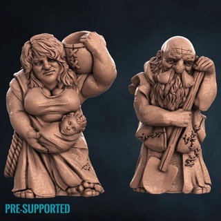 dwarf villagers print minis Store villager dwarves peasant npc 3d print model - Mito3D