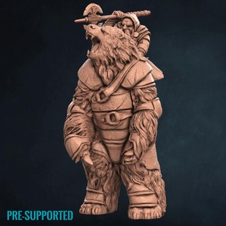 armoured bear + dwarf rider print minis Store mount dwarves 3d print model - Mito3D