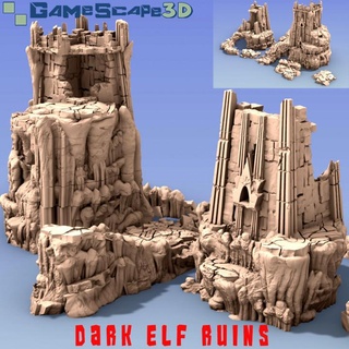 karanlık elf kule kalıntılar yol ekstralar gamescape3d mağaza masaüstü 3D yazdırılabilir arazi fantezi mağara drow Dunmer gölge 3d print model - Mito3D