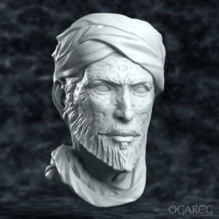 bhram merchant ogareg miniatures Tabletop Characters & Creatures Fantasy Universe Fan Art Busts bust display fantasy roleplay beard arabic ledgend boardgame tabletop dnd turban 3d print model - Mito3D