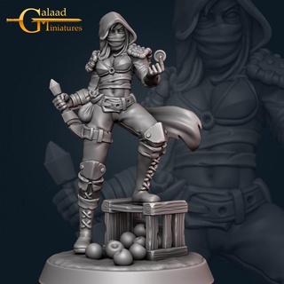 nadia tax collector - november release rogues galaad miniatures Store dragon fantasy female fight human roleplay sword woman dagger tabletop dungeon rogue dnd leather mercenary tribes thieve ratway 3d print model - Mito3D