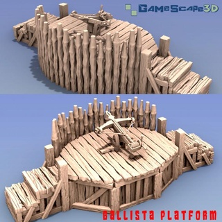 ballista platform palisade gamescape3d Store Tabletop 3D Printable Terrain Fantasy balista pallisade 3d print model - Mito3D
