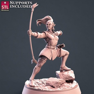 archer elfe femelle stl miniatures table personnages créatures fantaisie univers boutique héros jeux guerre personnage 3d print model - Mito3D