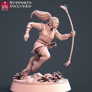 archer elfe femelle stl miniatures table personnages créatures fantaisie univers boutique héros jeux guerre personnage 3d print model - Mito3D