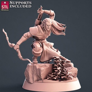 arqueiro duende masculino stl miniaturas tampo mesa personagens criaturas fantasia universo loja herói jogos guerra personagem d 3d print model - Mito3D