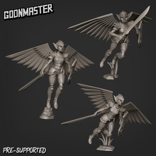 sky elf valkyr bundle goon master Tabletop Characters & Creatures Fantasy Universe Store female shield sword viking wargaming wings miniature flying norse tabletop elves flight dnd valkyrie 3d print model - Mito3D