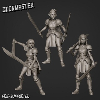 female sky elf bundle goon master Tabletop Characters & Creatures Fantasy Universe Store armour fighter girl knight sword wargaming woman tabletop paladin duel dnd wield 3d print model - Mito3D
