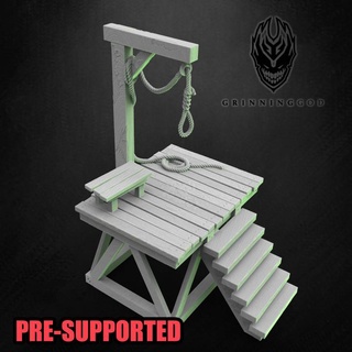 gibet - miniature grinning god Store Tabletop 3D Printable Terrain Fantasy stl art creature fantasy fdm mini 3dprint knot resin dungeon dnd execution gallows 5e presupported hanged lordoftheprint noose 3d print model - Mito3D