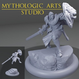 Lion paladin mythologique arts libre fantaisie Chevalier miniature 3d print model - Mito3D