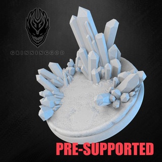 crystal base - miniature grinning god Tabletop accessories Store stl art creature fantasy fdm mini stone terrain magic 3dprint resin paint dungeon dnd 5e presupported lordoftheprint 3d print model - Mito3D