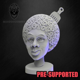afro pick bust - pre-supported grinning god Store Fan Art Busts stl art creature fantasy fdm legend mini style miniature 3dprint resin paint african dungeon dnd 5e presupported lordoftheprint 3d print model - Mito3D